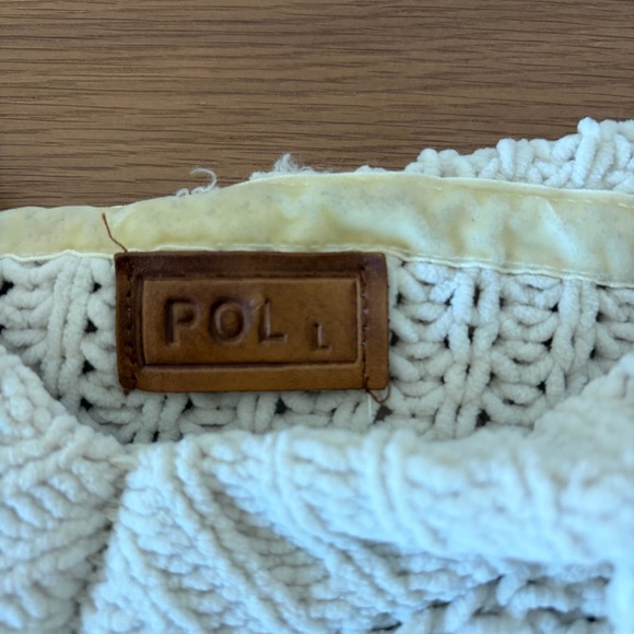 POL Cream V-Neck Knit Hoodie Sweater – Size L - Picture 6 of 10